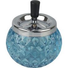 Drehascher chrom/Glas Kugel blue, 12 cm